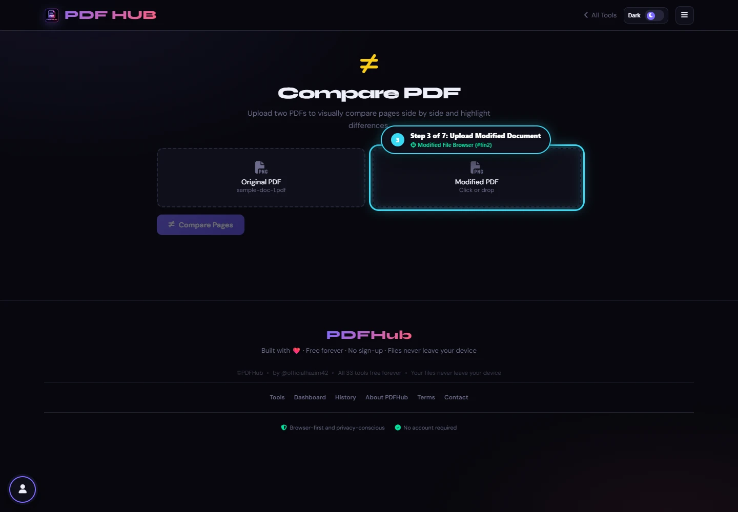 Compare PDF both documents loaded
