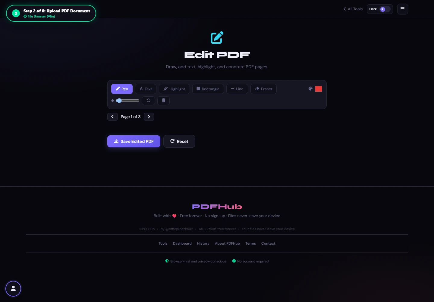 Edit PDF canvas workspace loaded