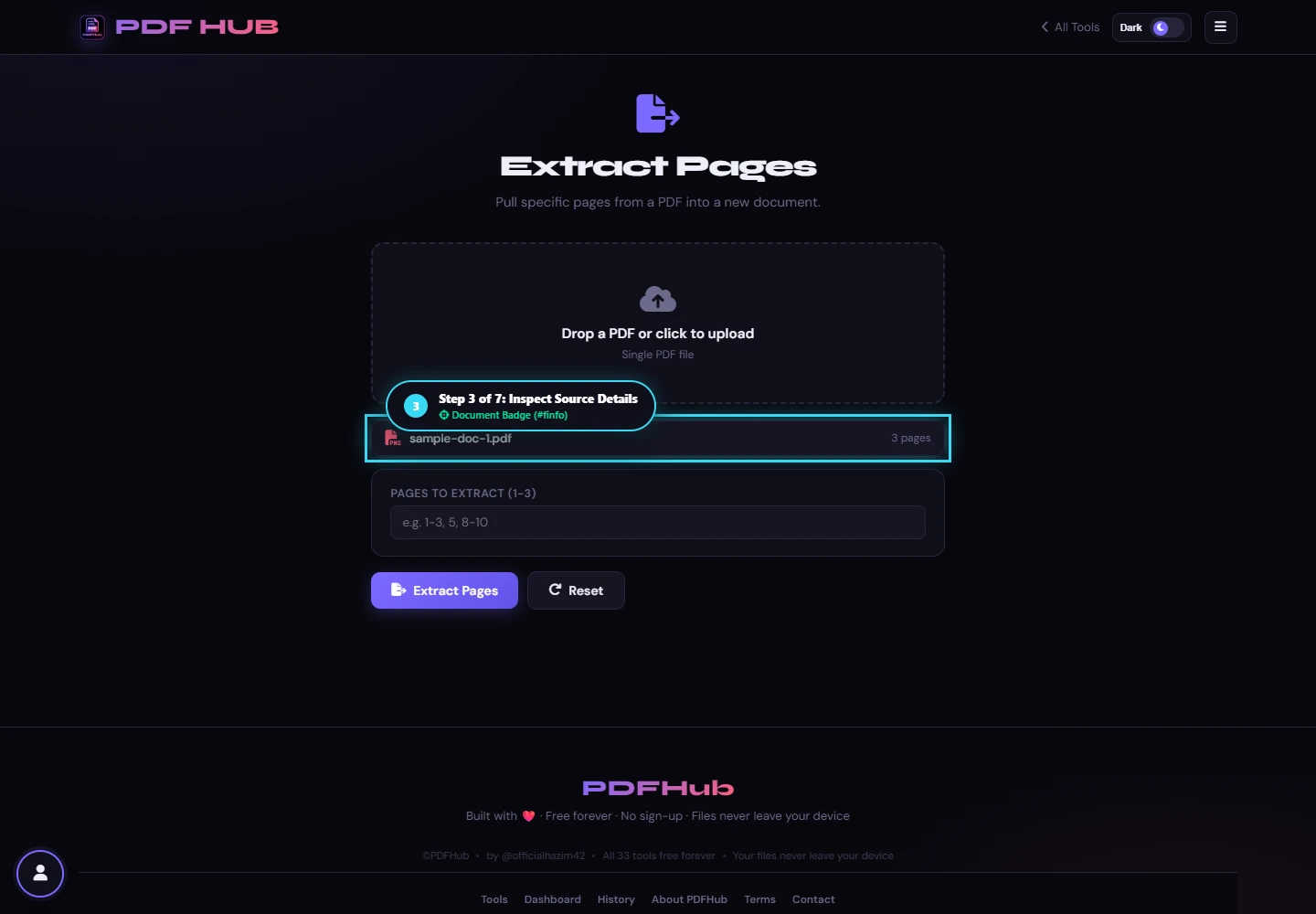 Extract Pages document details