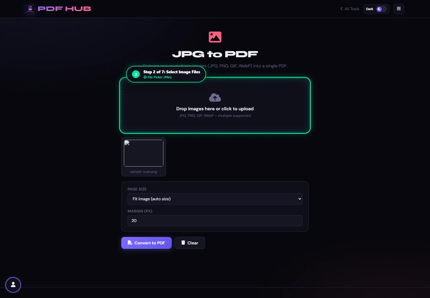 JPG to PDF loaded image list