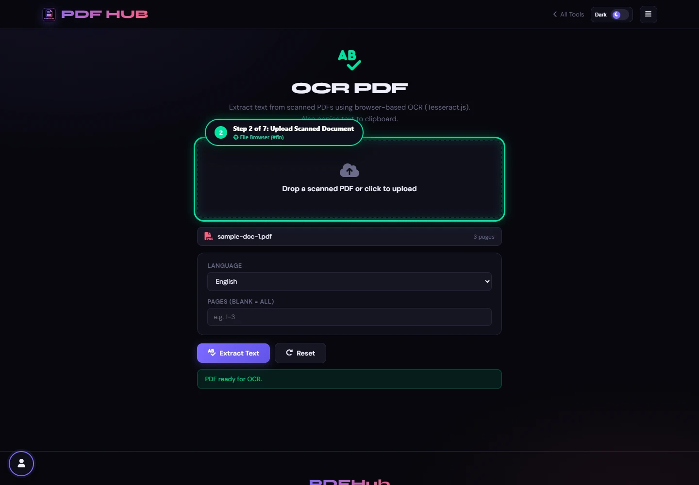 OCR PDF scanned file loaded
