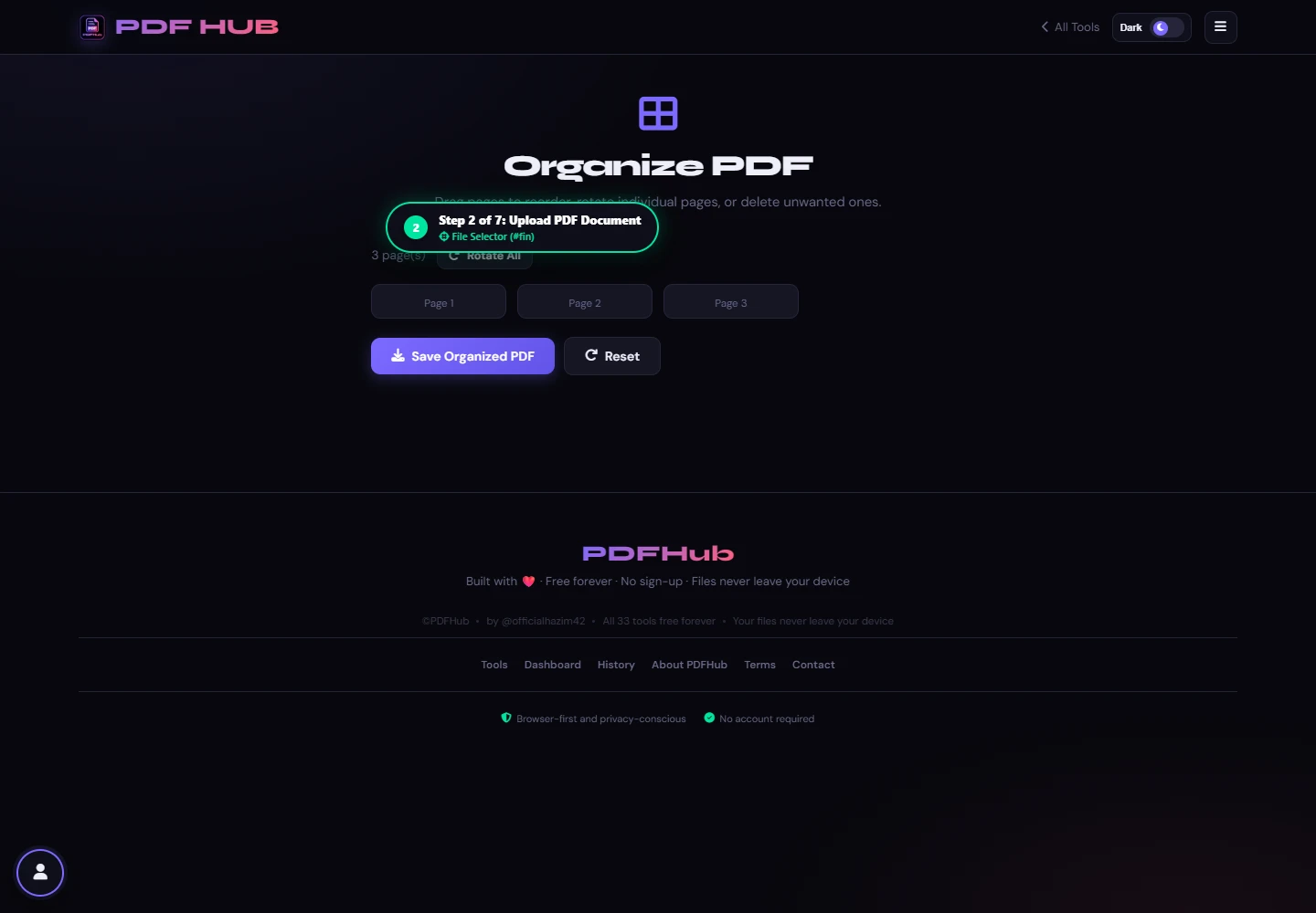 Organize PDF thumbnail grid loaded