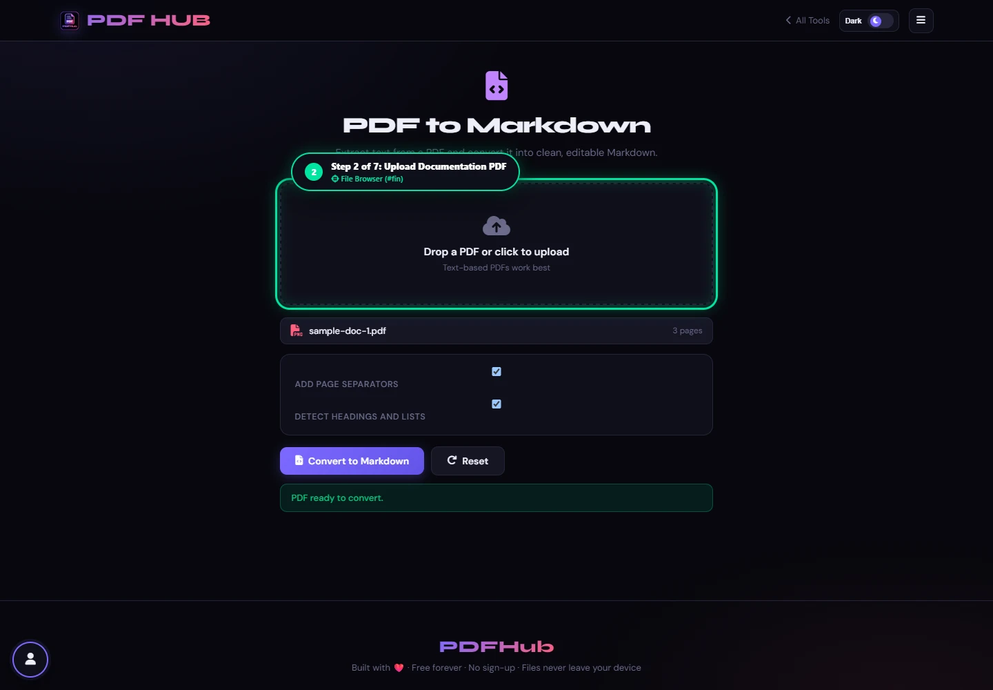 PDF to Markdown file loaded