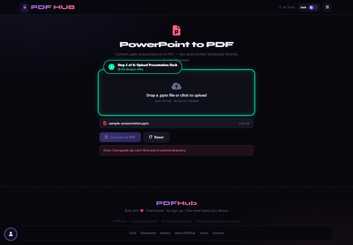 PowerPoint to PDF presentation loaded
