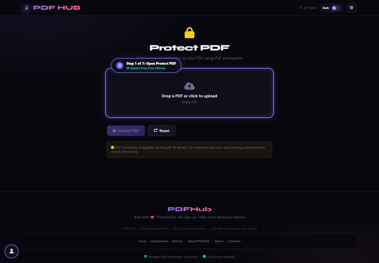 Protect PDF landing interface