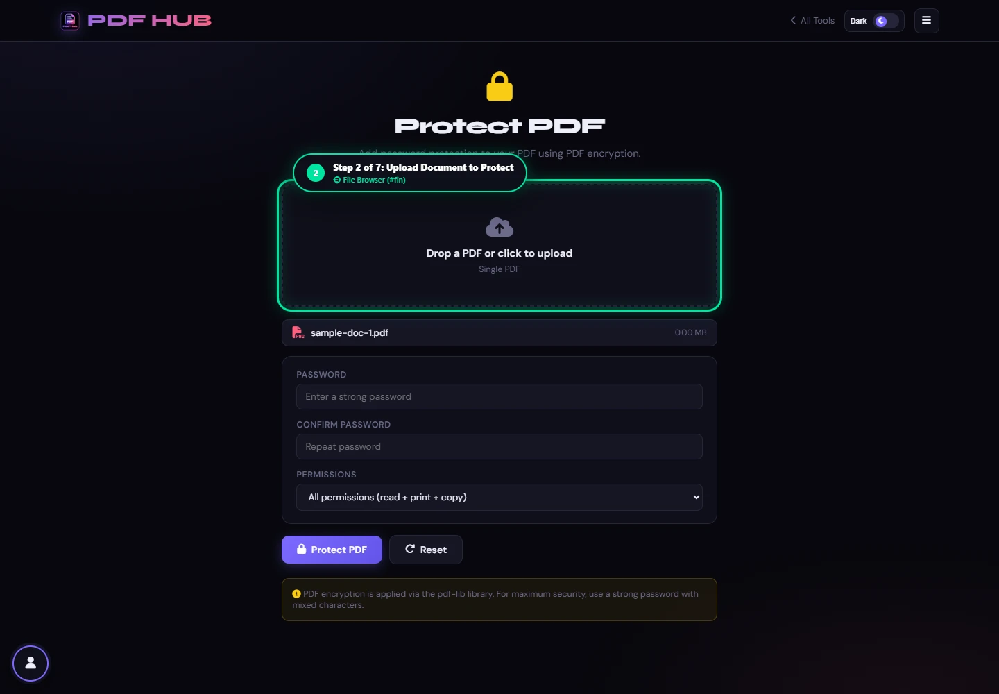 Protect PDF file uploaded