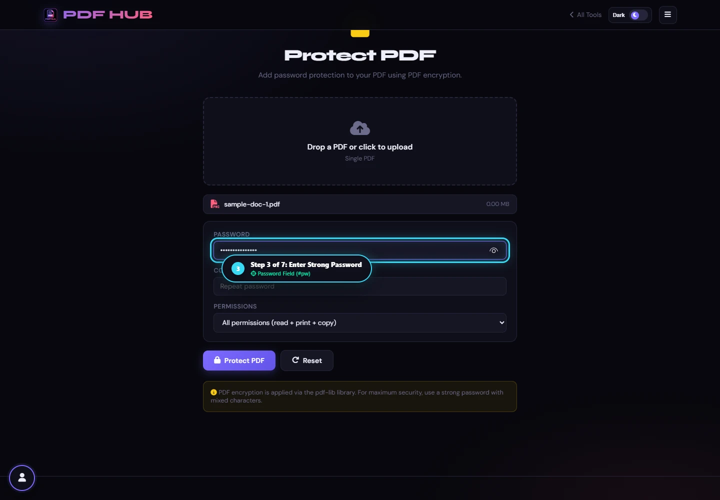 Protect PDF password input