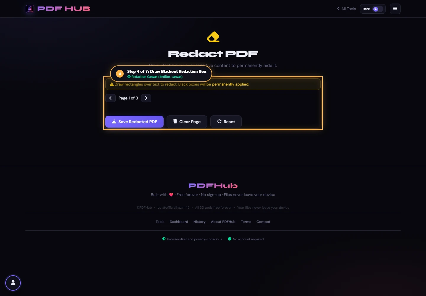 Redact PDF drawing blackout box