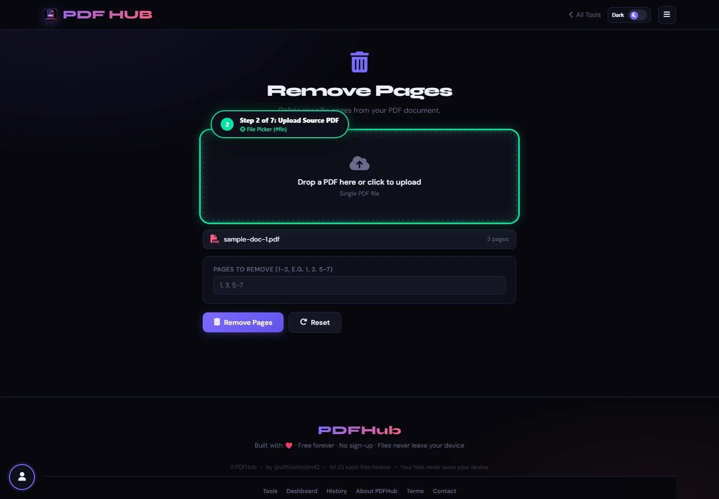 Remove Pages file loaded showing page total
