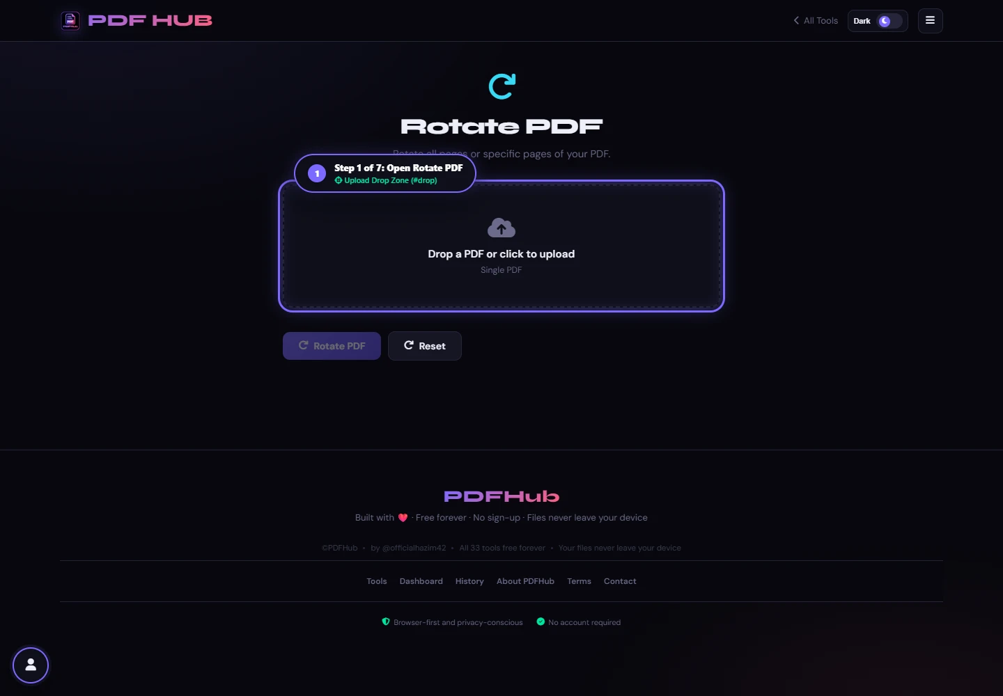Rotate PDF landing screen