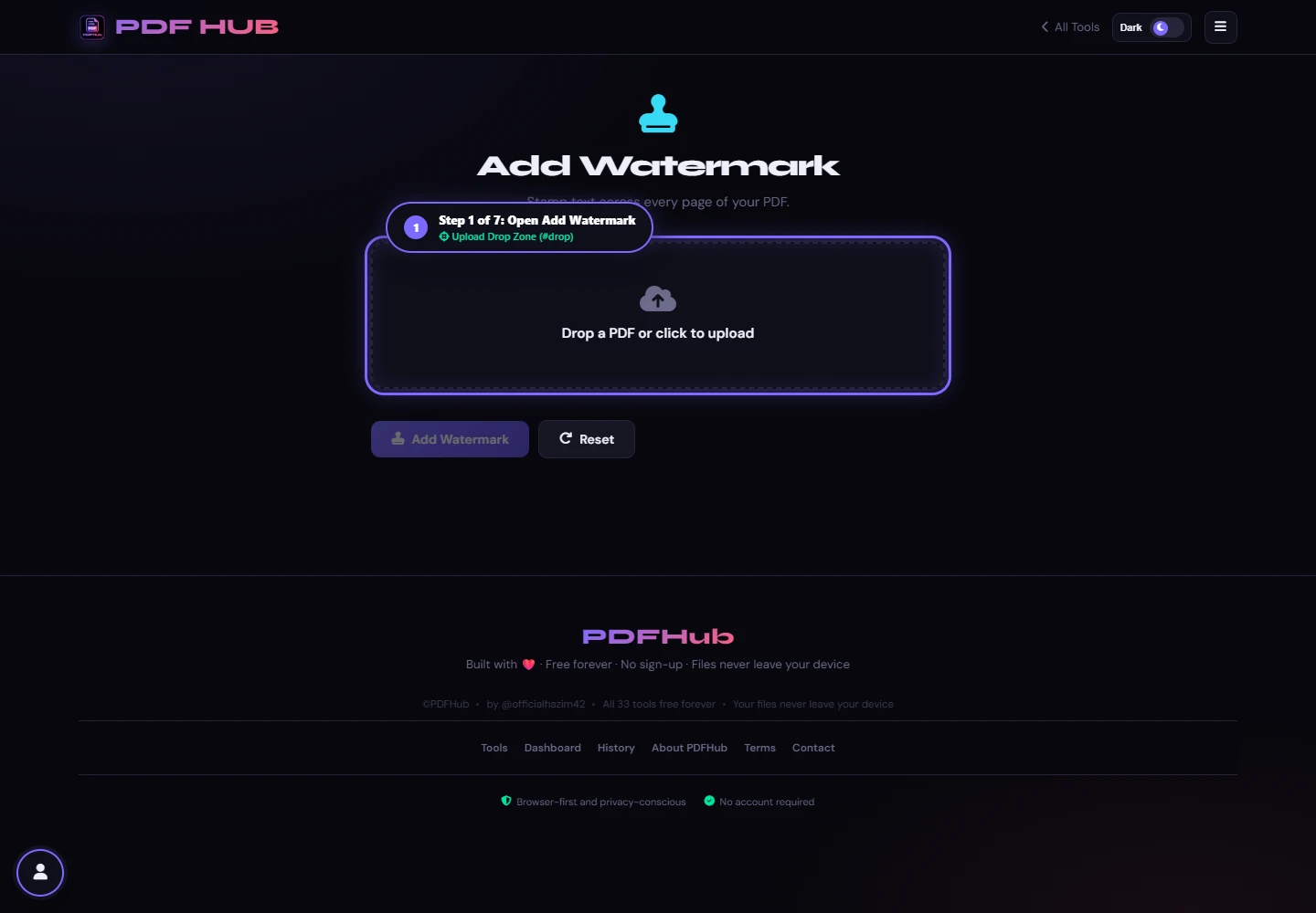 Add Watermark landing interface