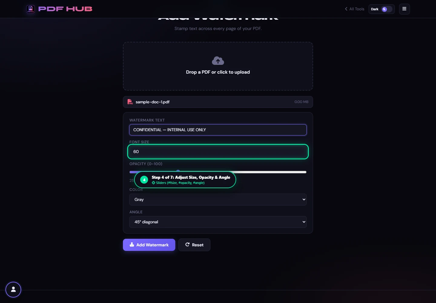 Add Watermark styling controls